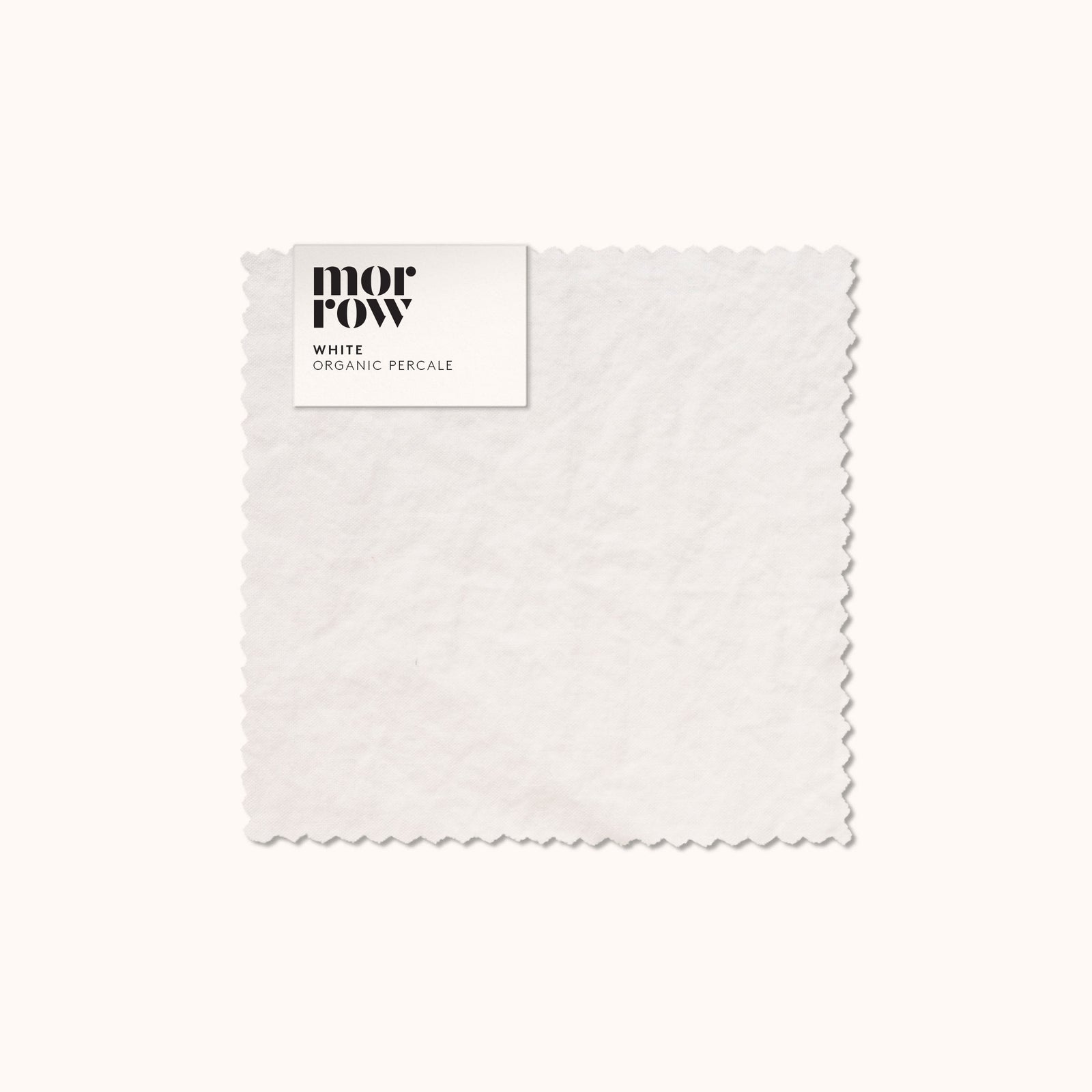 White fabric swatch with 'morrow' label on a white background